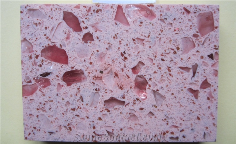 Slqu-094 Beauty Pink Engineered Stone,Artificial Quartz Stone Tile,Slab