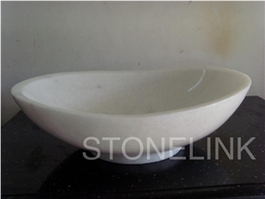Slsi-037, Crystal White Marble Wash Bowls, Crystal White Marble Basins, Countertop Basins
