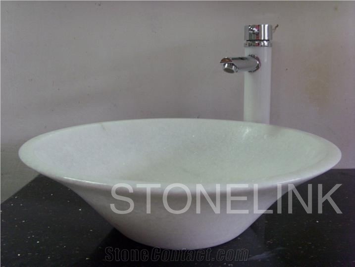 Slsi-039, Crystal White Marble Basin, Countertop Basin, Wash Bowl