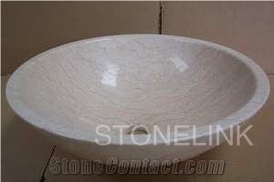 Slsi-047, Beige Marble Round Basin, Cream Marfil Round Basin,Countertop Basin, Cream Marfil Marble Sinks & Basins
