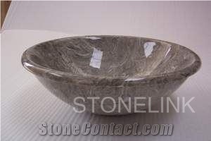 Slsi-052, Grey Marble Round Basin, Countertop Basin,, Marmoles Gris Deba Grey Marble Sinks & Basins