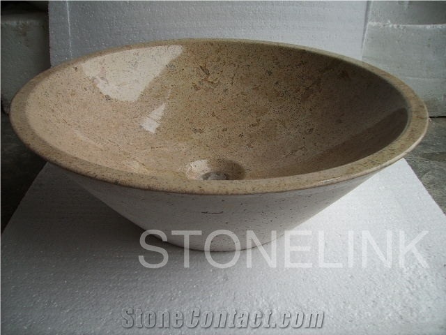 Slsi-056, Browm Marble Round Basin, Wash Bowl, Countertop Basin, Napoleon Tigre Brown Marble Sinks & Basins