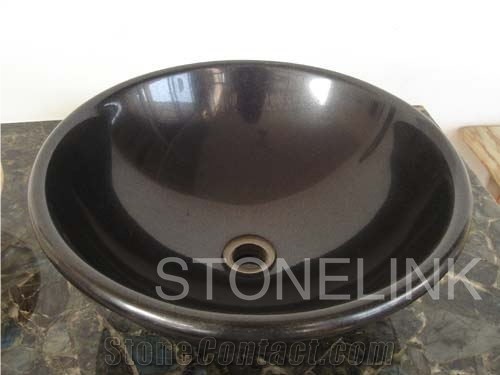 Slsi-080, Shanxi Black Granite Round Sinks & Basins, Shanxi Black Wash Bowl