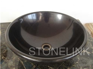 Slsi-080, Shanxi Black Granite Round Sinks & Basins, Shanxi Black Wash Bowl