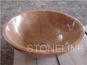 Slsi-087, Brown Marble Round Sinks & Basins, Countertop Basin