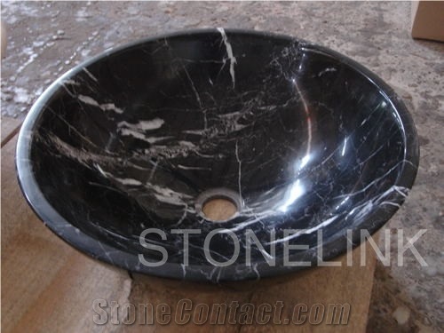 Slsi-089, Nero Marquina Marble Sinks & Basins, Wash Bowls, Vessel Sinks