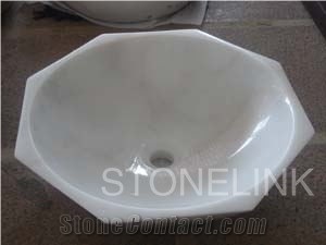Slsi-090, Crystal White Marble Octagon Sinks & Basins, Countertop Basin