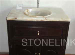 Slsi-093, White Onyx with Yellow Vein Countertop Sinks & Basins, Countertop Wash Bowl