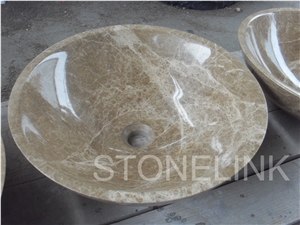 Slsi-106, Emperador Light Marble Round Sinks & Basins, Countertop Basin