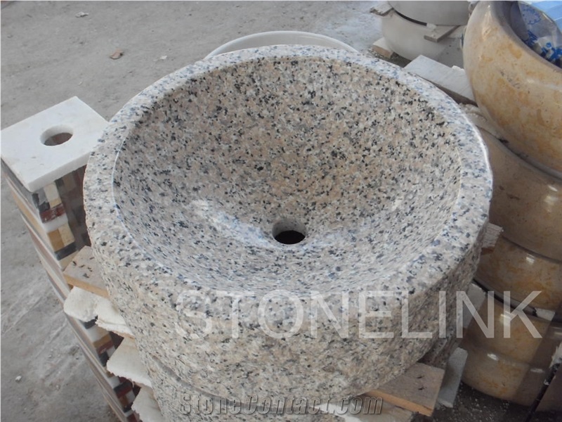 Slsi-111, Huidong Red Granite Round Sinks & Basins, Countertop Basin