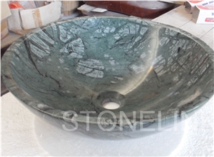 Slsi-114, Green Marble Round Basin, Countertop Basin