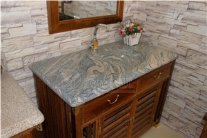 China Juparana Integral Top Wt Solid Wood Frame Cabinetry, China Juparana Granite Sinks & Basins