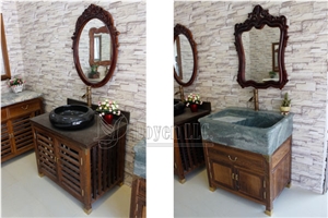 Shanxi Black Granite Bowl Wt Classical Cabinet Frame