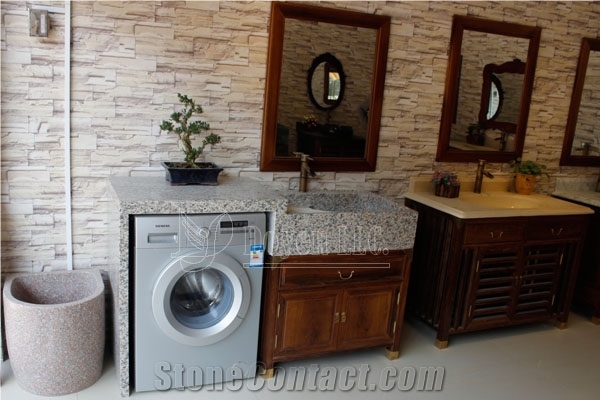 Xili Red Washing Tops & Basin Wt Vanity Cabinet, Pink Granite Sinks & Basins