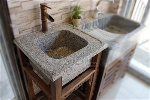 Xili Red Washing Tops & Basin Wt Vanity Cabinet, Pink Granite Sinks & Basins