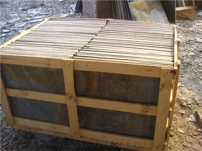 Rusty Slate Slabs Tiles Flooring Cladding Cheap Price, China Brown Slate