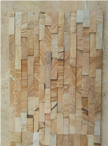 Yellow Wooden Veins Sandstone Golden Sandstone Culture Stone Wall Cladding Pannel Cheap Price