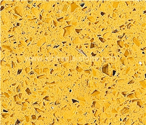 A802 Crystal Yellow Quartz Stone Slabs & Tiles for Counter Tops, Walling, Flooring