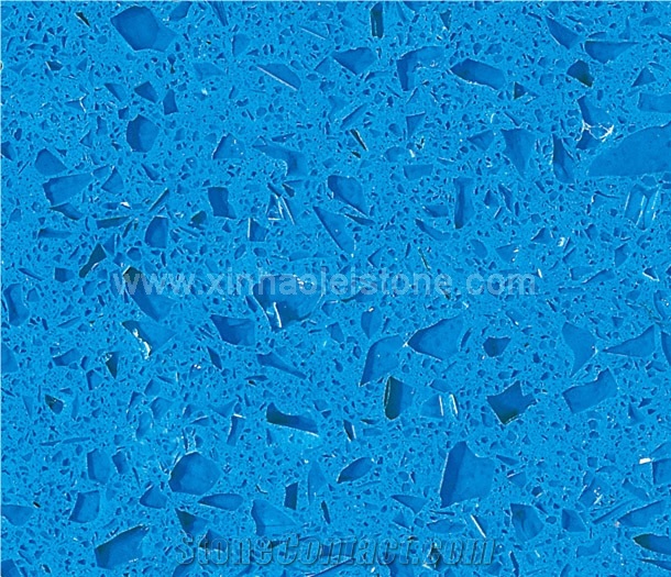 A813 Crystal Light Blue Quartz Stone Slabs & Tiles for Countertops, Flooring, Walling