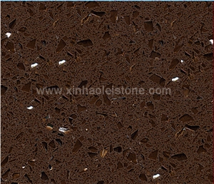 A815 Crystal Dark Brown Quartz Stone Slabs & Tiles for Counter Tops, Walling, Flooring