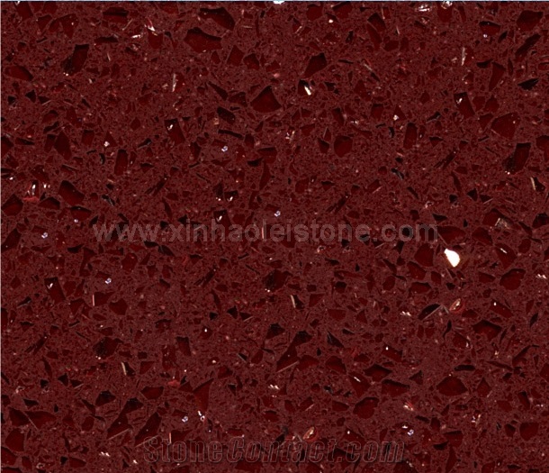 A816 Crystal Dark Red Quartz Stone Tiles & Slabs for Counter Tops, Flooring, Walling