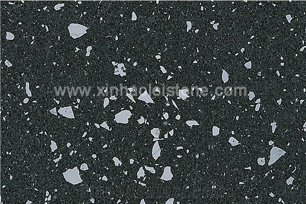 E942 Silver Black Quartz Stone Slabs & Tiles for Countertops, Walling, Flooring