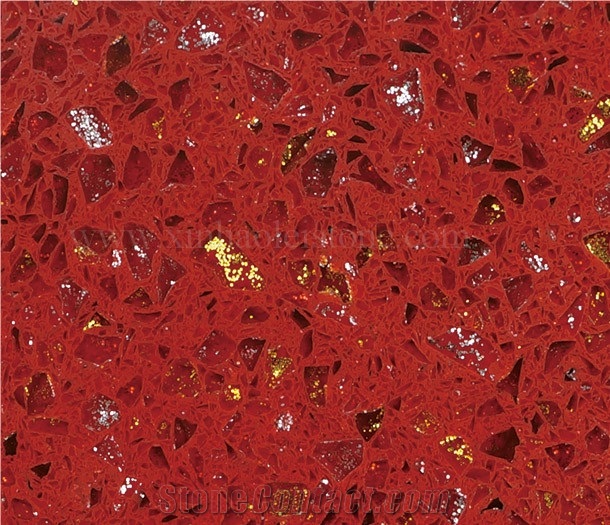 G009 Caspian Red Quartz,China Red Color Engineered Quartz Stone.
