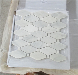 Pure White Marble Mosaic Tile Herringbone Mosaic for Bathroom