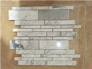 White Carrara Marble Mosaic Polished Mosaic for Wall/Flooring