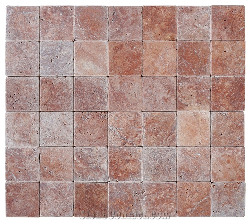 Small Sizes Tumbled Red Travertine Tiles