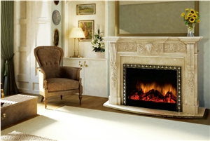 Golden Bay Beige Indoor Marble Fireplace