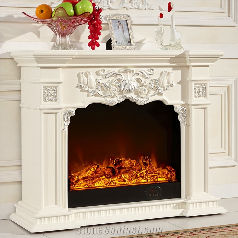 Home Decoration Elegant Natural Indoor Carved Marble Fireplace on Sale, White Marble Fireplace