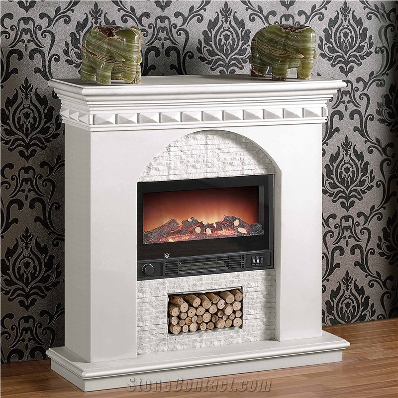 Hot Sale China Fireplace Carved Statue Pure White Marble Fireplace