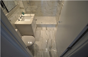 Calacatta Michelangelo Marble Bathroom Design, White Marble Bath Design Italy