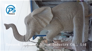 Red Granite Elephant Sculpture, Elephant Carving