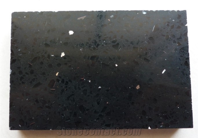 Black Quartz Stone Slab & Tiles