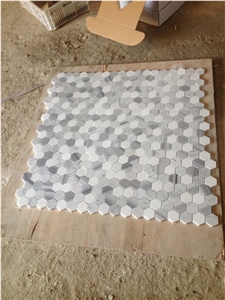 Carrara White+ Marmala White+Thassos White 2" Hexagon Mosaic