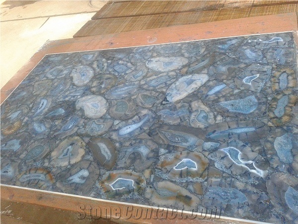 China Blue Agate Semi Precious Gemstone Slab Tile Paver Cover Flooring