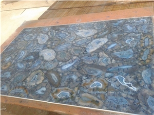 China Blue Agate Semi Precious Gemstone Slab Tile Paver Cover Flooring