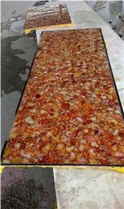 China Cherry Color Agate Semi Precious Gemstone Slab Tile Paver Cover Flooring