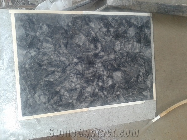 China Cloudy Quartz Cloudy Color Natural Crystal Semi Precious Gemstone Slab Tile Paver Cover Flooring