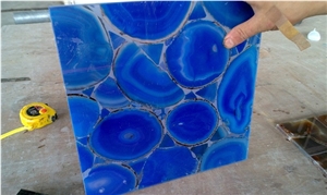 China Dark Blue Agate Semi Precious Gemstone Slab Tile Paver Cover Flooring