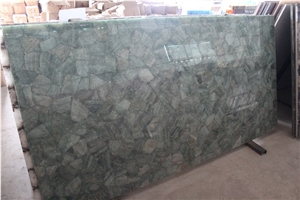 China Green Quartz Green Natural Crystal Semi Precious Gemstone Slab Tile Paver Cover Flooring