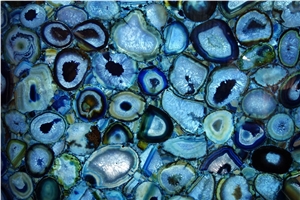 China Lake Blue Agate Semi Precious Gemstone Slab Tile Paver Cover Flooring