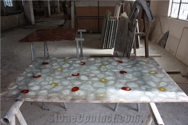 China Mixtured Color Agate Semi Precious Gemstone Slab Tile Paver Cover Flooring