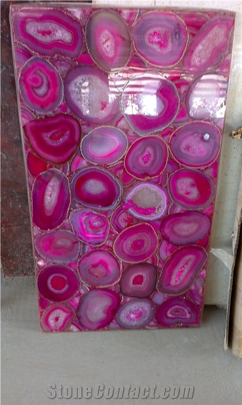 China Pink Red Agate Semi Precious Gemstone Slab Tile Paver Cover Flooring