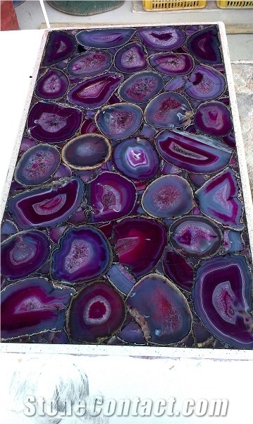 China Purple Blue Agate Semi Precious Gemstone Slab Tile Paver Cover Flooring