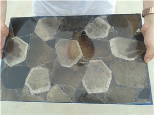 China Tea Color Quartz Tea Color Natural Crystal Semi Precious Gemstone Slab Tile Paver Cover Flooring