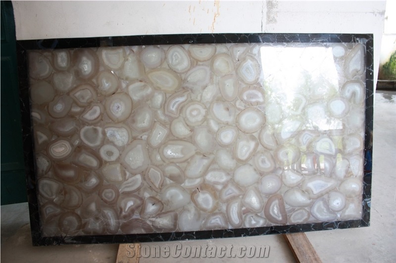 China White Agate Semi Precious Gemstone Slab Tile Paver Cover Flooring