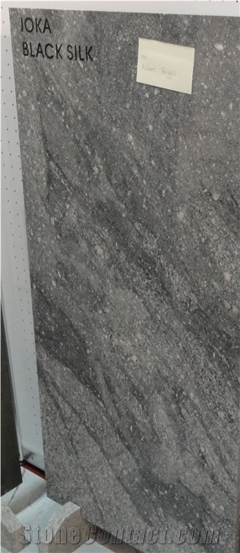 Chinese Ioka Black Silk Grey Granite Slabs & Tiles